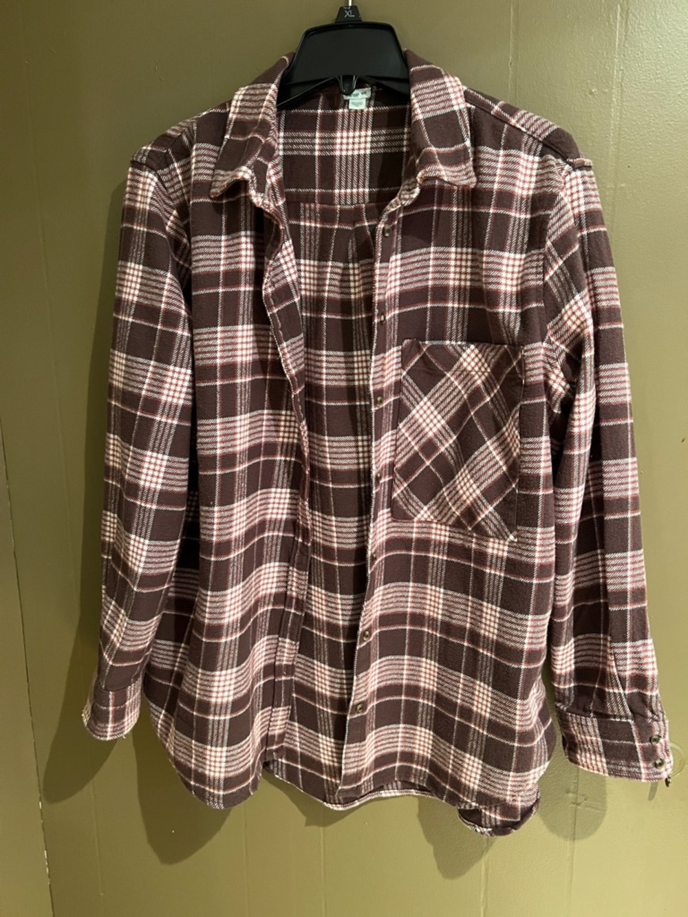 Aerie Women’s Button-Up Shirt Jacket in Brown and Light Pink Sz M